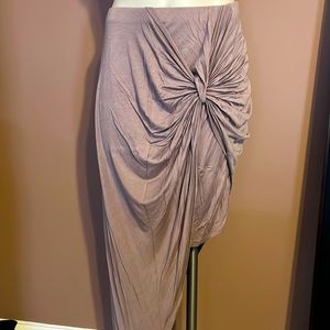 Nude High-low Asymmetric Bodycon Skirt